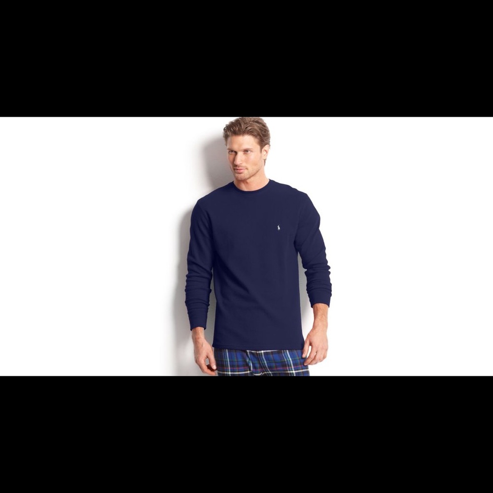 Ralph lauren waffle knit navy blue long sleeve tee